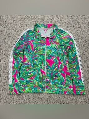 Lilly Pulitzer Brigantine Zip Up Jacket Raz Berry Shady Lady Medium 28269